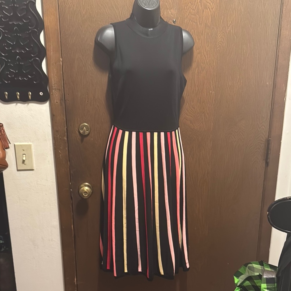 Shoshanna Black and Red A-line Midi Dress